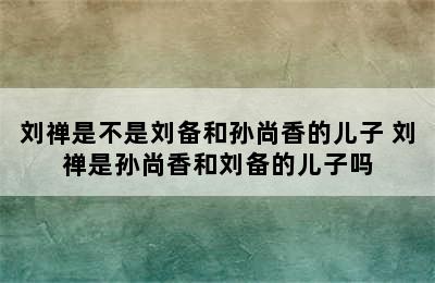 刘禅是不是刘备和孙尚香的儿子 刘禅是孙尚香和刘备的儿子吗